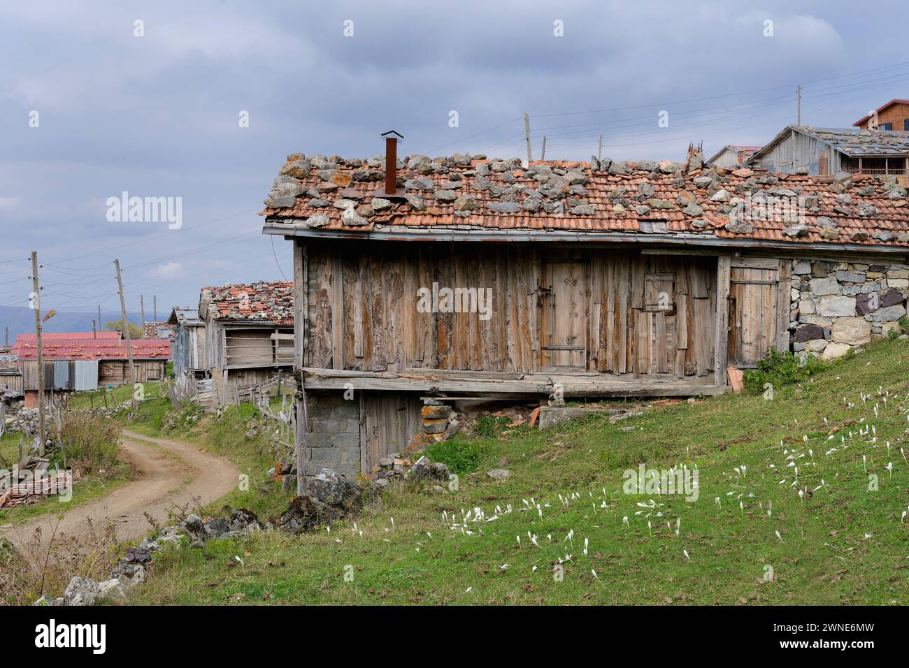 Village de montagne sur le plateau de Karester Yalas, Trabzon, Turquie Banque D'Images