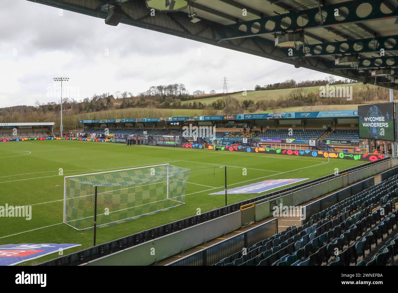 High Wycombe, Royaume-Uni. 02 mars 2024. Vue générale d'Adams Park lors du match de Sky Bet League 1 Wycombe Wanderers vs Barnsley à Adams Park, High Wycombe, Royaume-Uni, le 2 mars 2024 (photo par Alfie Cosgrove/News images) à High Wycombe, Royaume-Uni le 2/02/2024. (Photo par Alfie Cosgrove/News images/SIPA USA) crédit : SIPA USA/Alamy Live News Banque D'Images