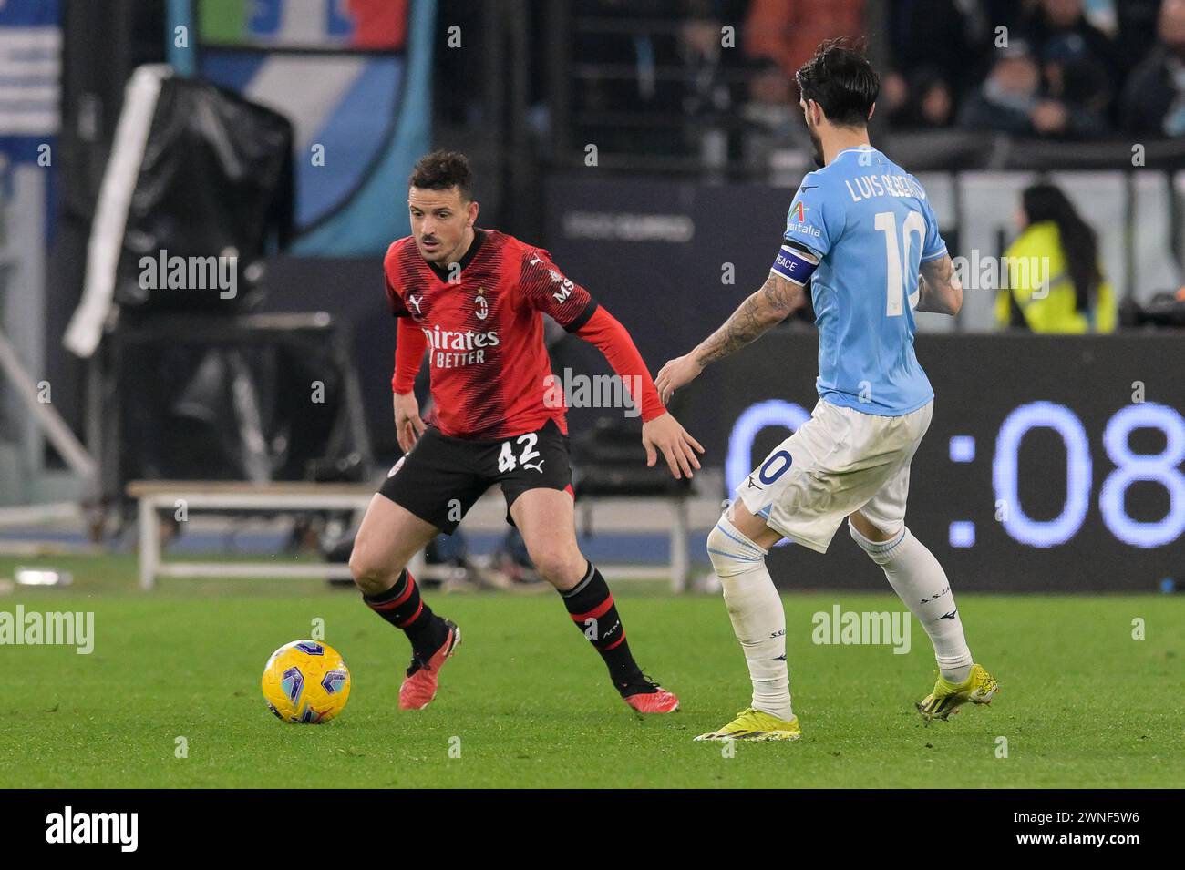 Roma, Italie. 01 mars 2024. Alessandro Florenzi de l'AC Milan pendant le match de Serie A Football, Lazio vs Milan, 1er mars 2024 (photo par AllShotLive/Sipa USA) crédit : Sipa USA/Alamy Live News Banque D'Images