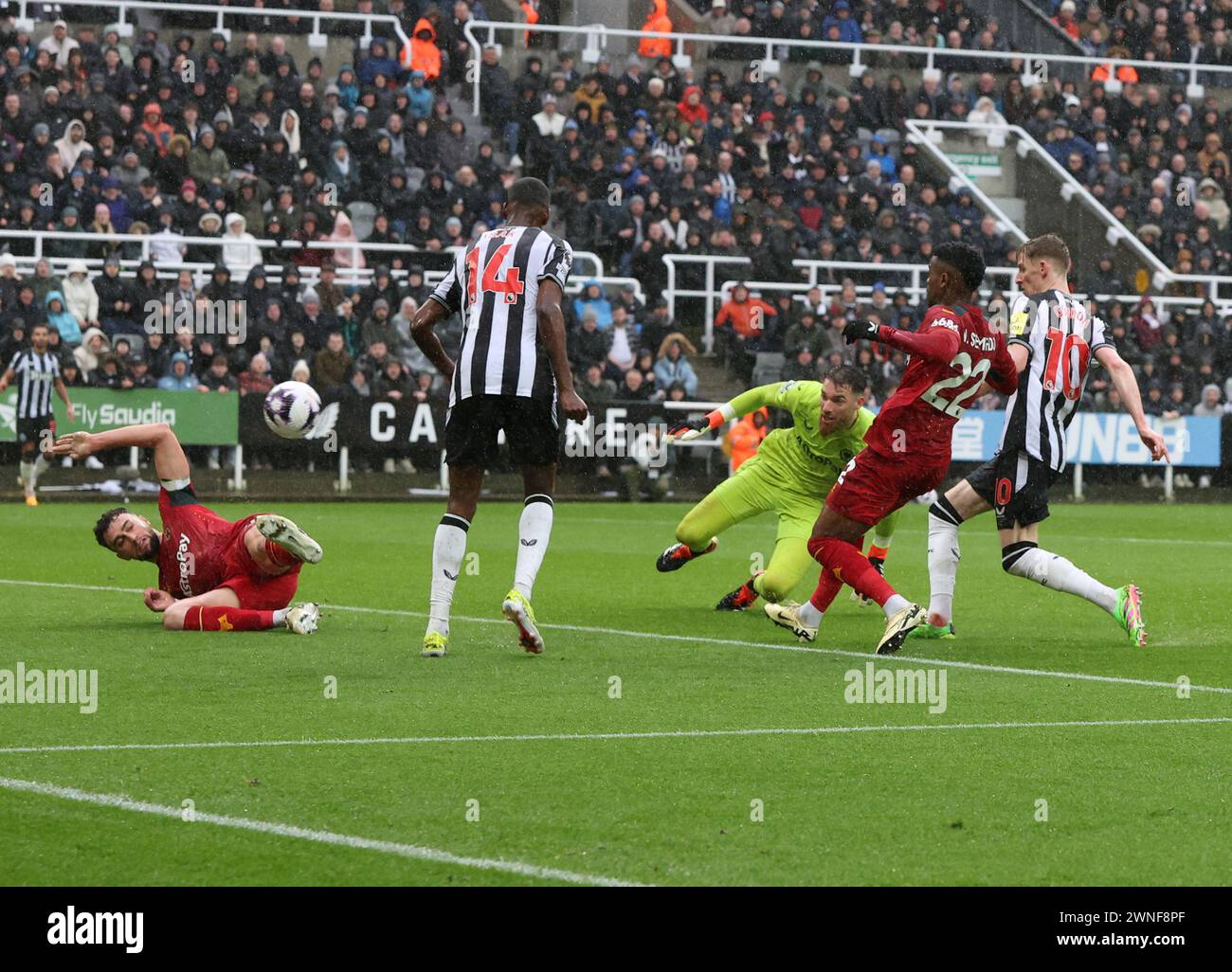 Newcastle upon Tyne, Royaume-Uni. 2 mars 2024. Anthony Gordon de Newcastle United tire pour marquer contre Wolverhampton Wanderers lors du premier League match à James' Park, Newcastle upon Tyne. Le crédit photo devrait se lire : Nigel Roddis/Sportimage crédit : Sportimage Ltd/Alamy Live News Banque D'Images