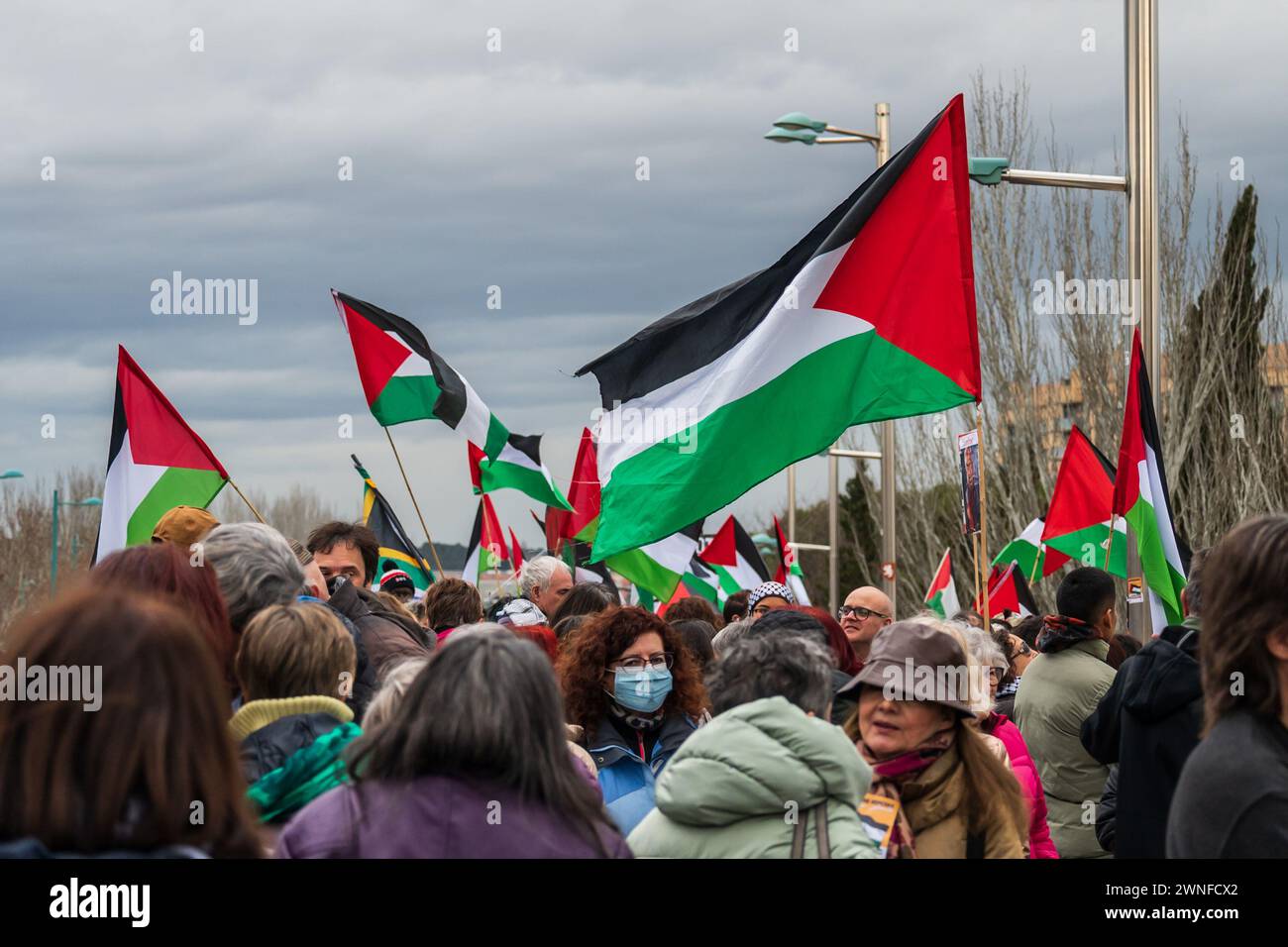 Rallye Pro Palestine à Saragosse, Espagne Banque D'Images