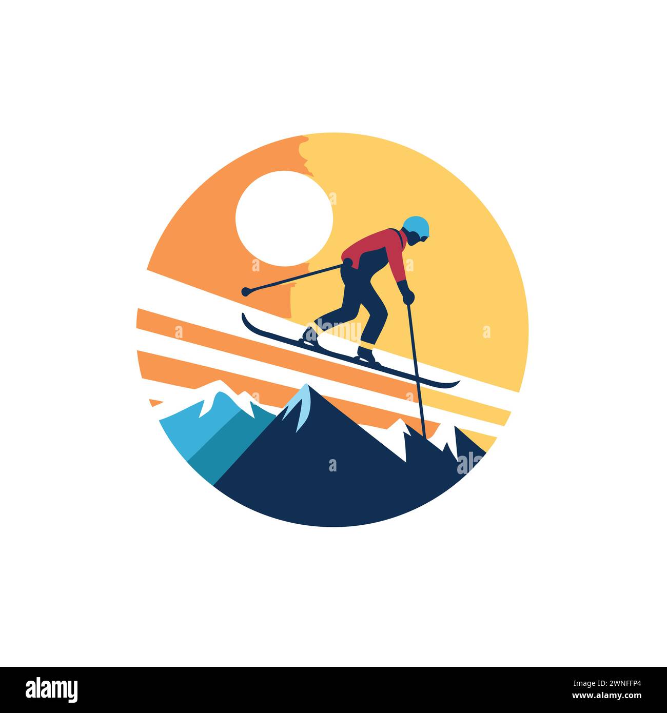 Modèle de conception de logo de skieur. Icône vectorielle skieur. Illustration vectorielle. Illustration de Vecteur