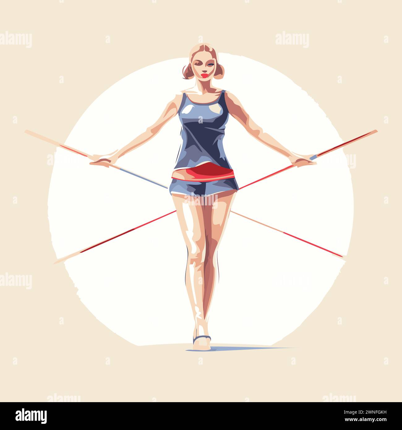 Illustration vectorielle d'une femme sportive avec une corde raide. Illustration de Vecteur