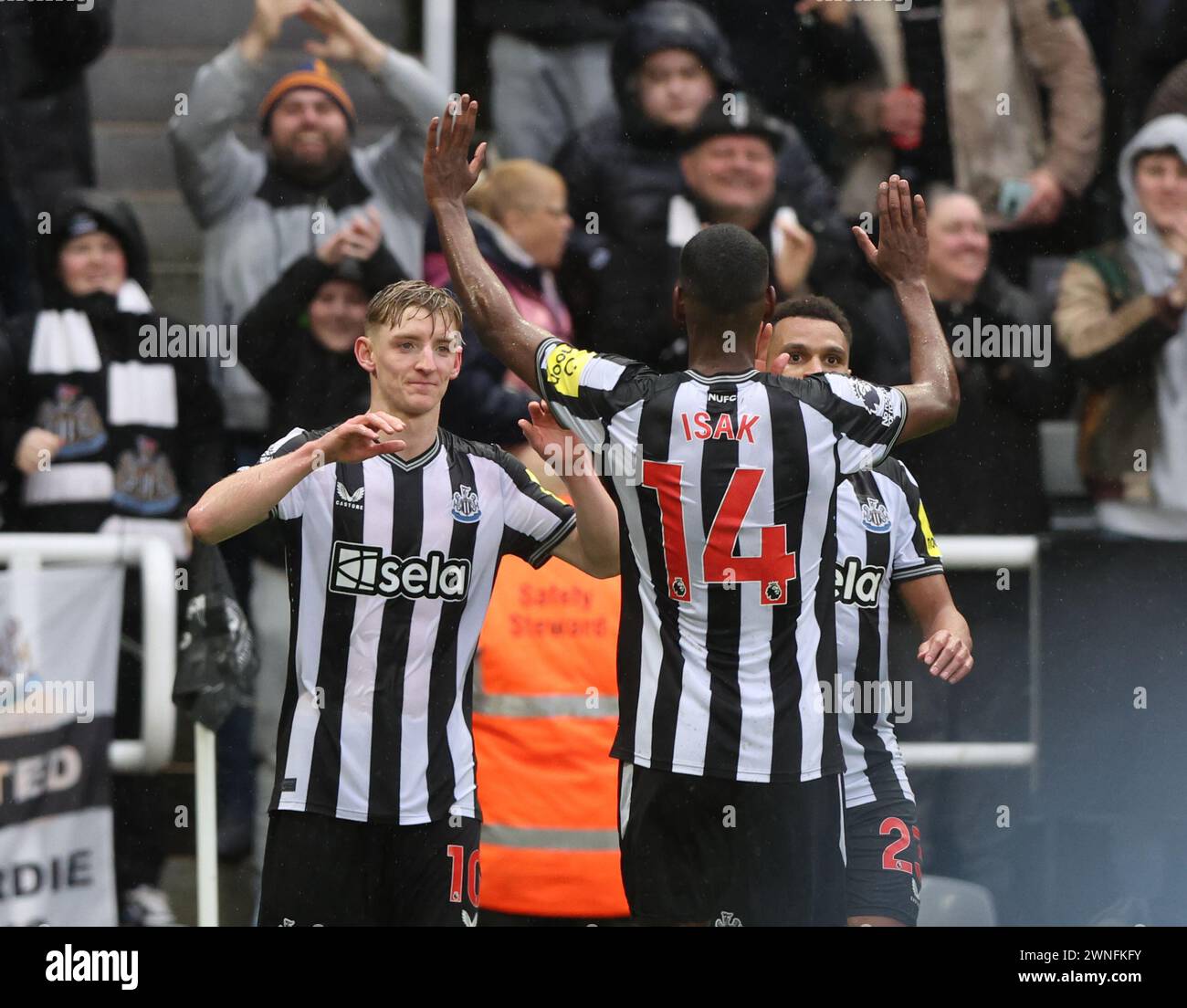 Newcastle upon Tyne, Royaume-Uni. 2 mars 2024. Anthony Gordon de Newcastle United célèbre son score contre Wolverhampton Wanderers lors du match de premier League James' Park, Newcastle upon Tyne. Le crédit photo devrait se lire : Nigel Roddis/Sportimage crédit : Sportimage Ltd/Alamy Live News Banque D'Images
