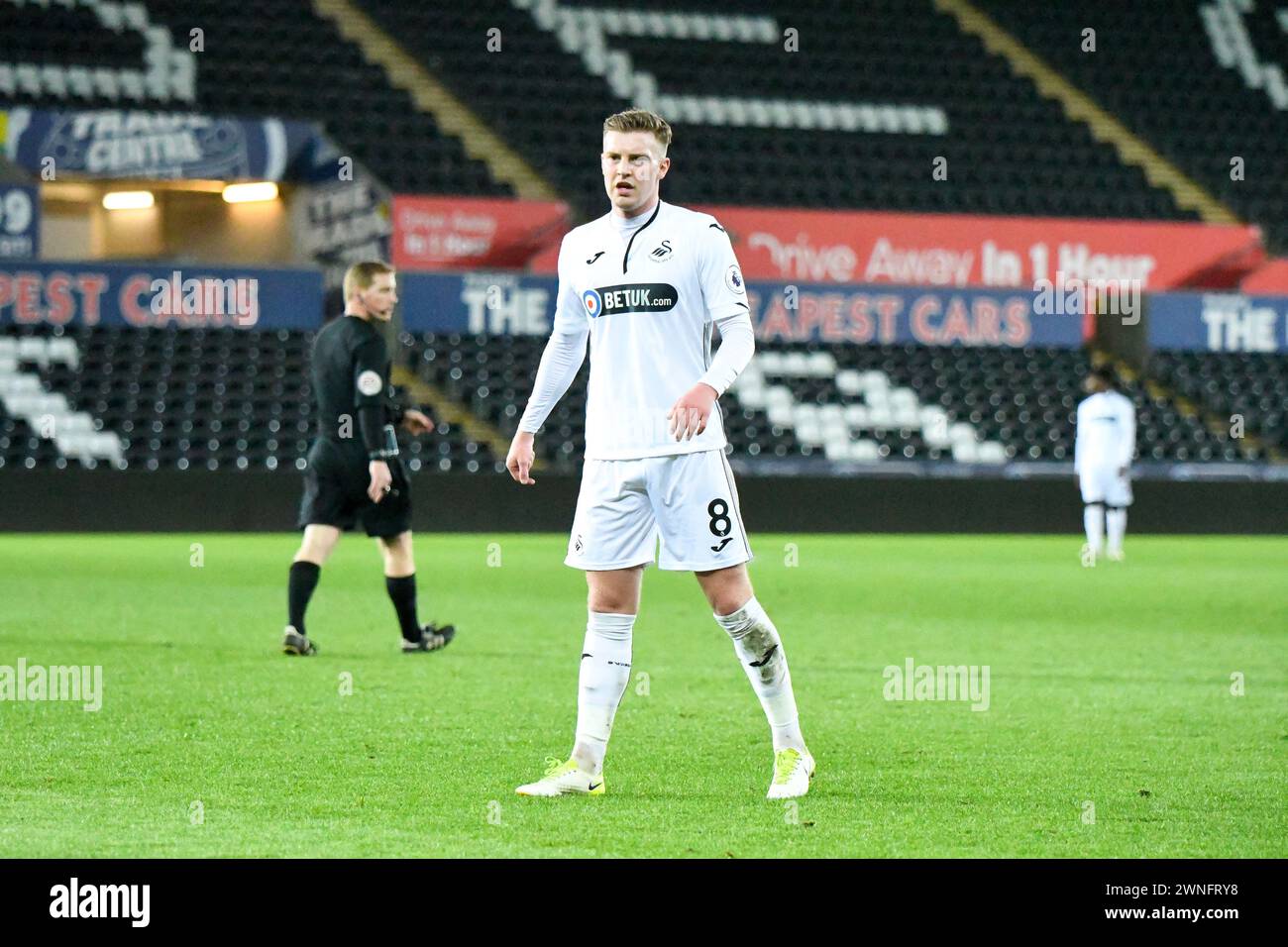 Swansea, pays de Galles. 11 mars 2019. Adam King de Swansea City Under 23 lors du match de premier League 2 entre Swansea City Under 23 et West Ham United Under 23 au Liberty Stadium de Swansea, pays de Galles, Royaume-Uni, le 11 mars 2019. Crédit : Duncan Thomas/Majestic Media. Banque D'Images