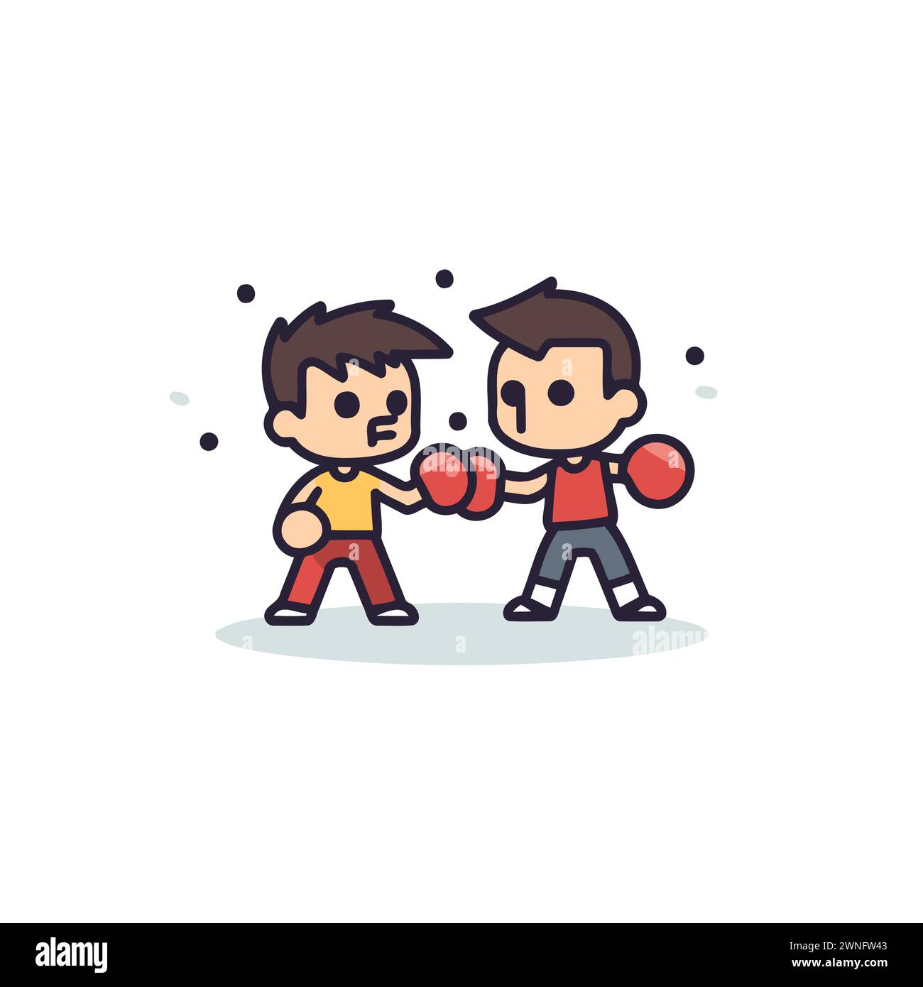 Boxeur de dessin animé et boxeur sparring. Illustration vectorielle dans un style plat Illustration de Vecteur