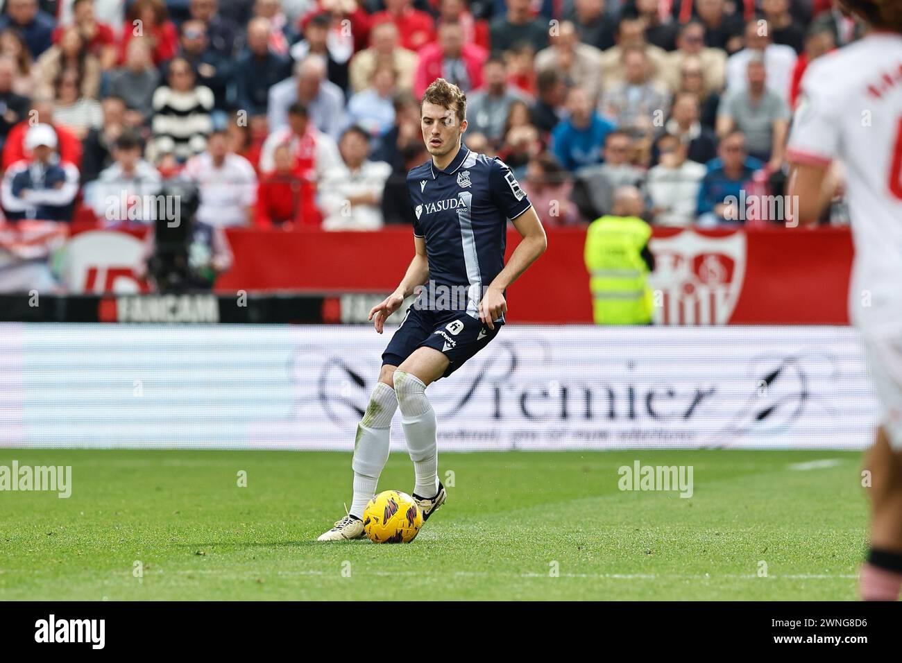 Sevilla, Espagne. 2 mars 2024. Jon Pacheco (Sociedad) Football/Football : Espagnol 'LaLiga EA Sports' match entre Sevilla FC 3-2 Real Sociedad à l'Estadio Ramon Sanchez-Pizjuan à Sevilla, Espagne . Crédit : Mutsu Kawamori/AFLO/Alamy Live News Banque D'Images