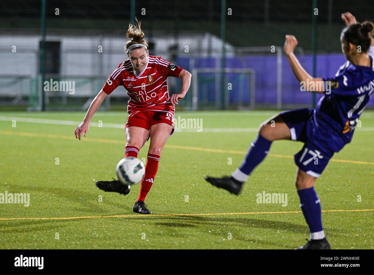 Anderlecht, Belgique. 02 mars 2024. Claire O'Riordan (11 ans) de Standard photographié lors d'un match de football féminin entre le RSC Anderlecht et la Standard Femina de Liège le 14 ème jour de la saison 2023 - 2024 de la Super League belge du Lotto Womens, le samedi 2 mars 2024 à Anderlecht, Belgique . Crédit : Sportpix/Alamy Live News Banque D'Images