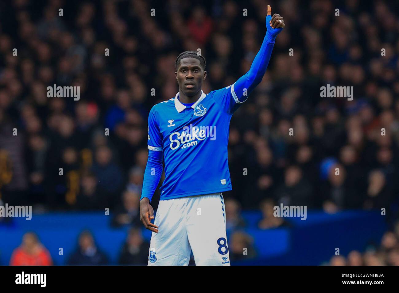 Amadou Onana d'Everton lors du match de premier League Everton vs West Ham United à Goodison Park, Liverpool, Royaume-Uni. 2 mars 2024. (Photo de Conor Molloy/News images) à Liverpool, Royaume-Uni le 2/03/2024. (Photo de Conor Molloy/News images/SIPA USA) crédit : SIPA USA/Alamy Live News Banque D'Images