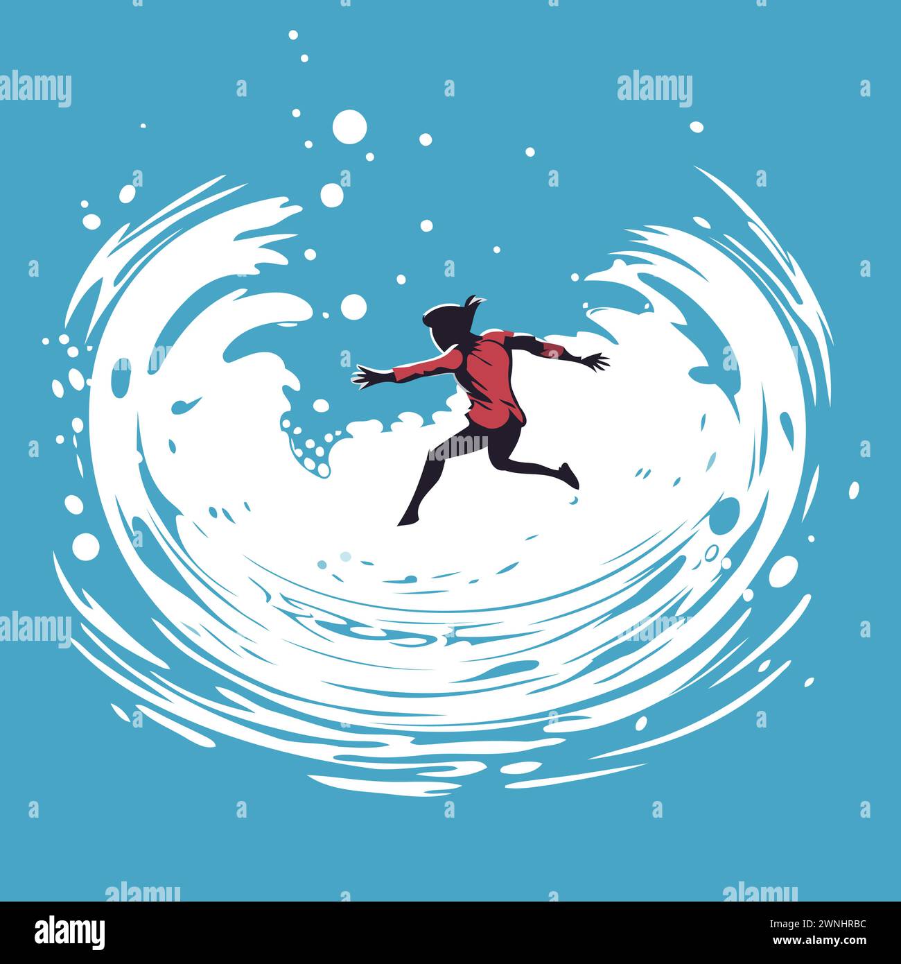 Surfeur sautant sur une grosse vague. Illustration vectorielle pour votre conception Illustration de Vecteur