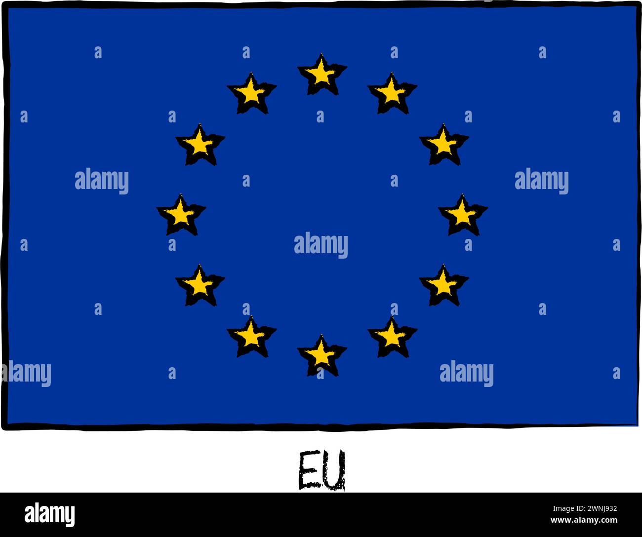 Drapeau de l'Union européenne, style peint à la main, illustration vectorielle Illustration de Vecteur