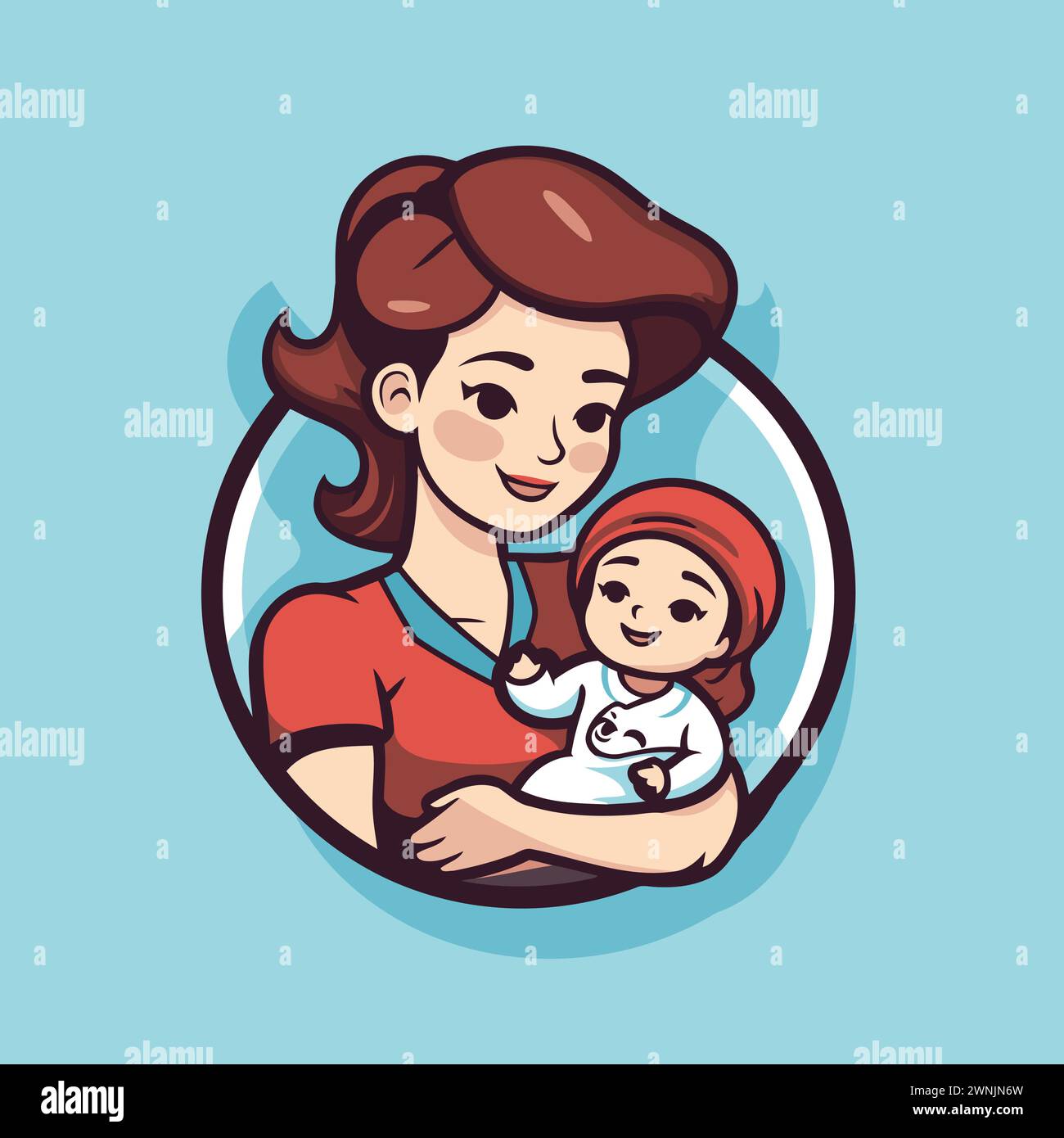 Mère tenant son bébé dans ses bras. Illustration vectorielle dans le style de dessin animé. Illustration de Vecteur