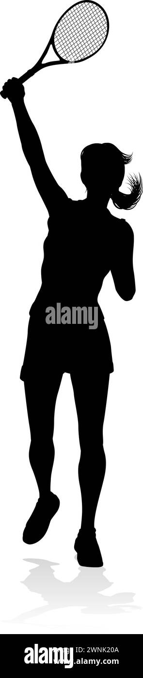 Tennis Player Woman Sport Person Silhouette Illustration de Vecteur