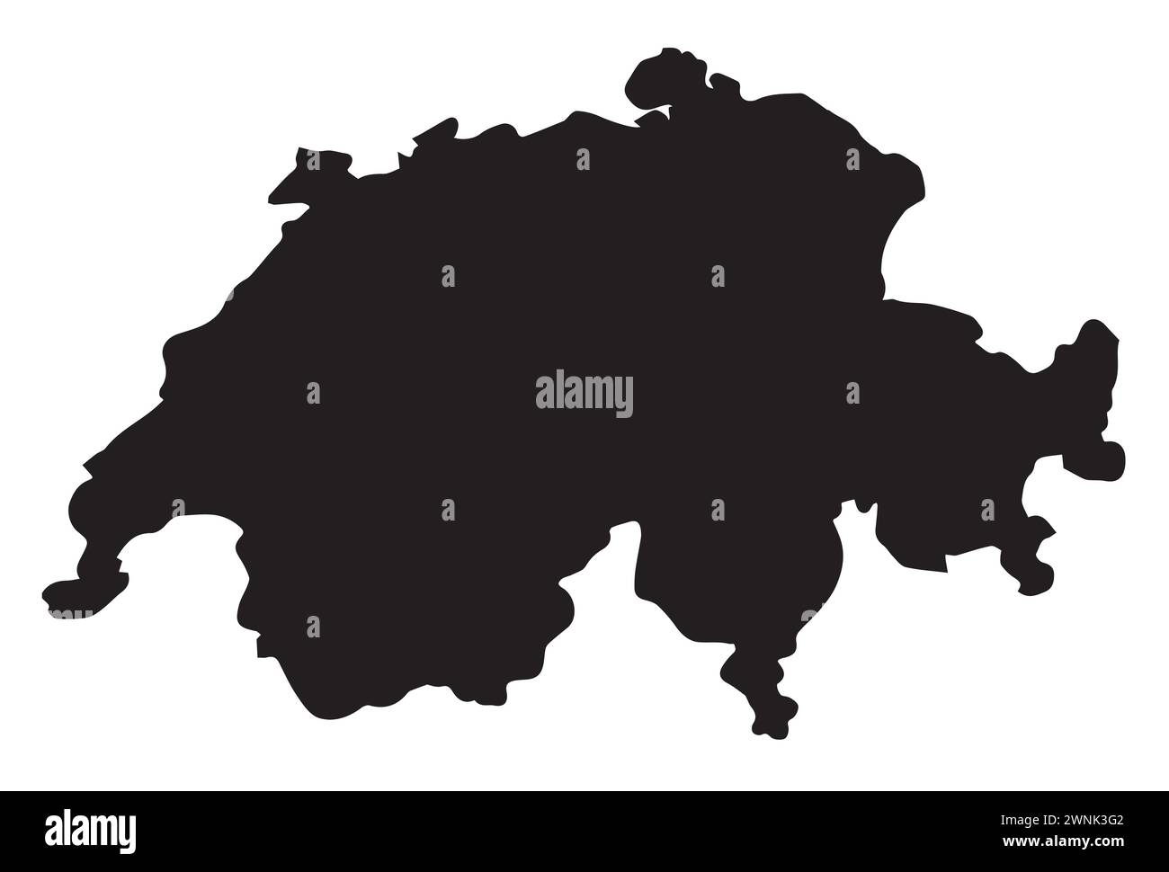 Contour de la carte de silhouette noire de la Suisse sur un fond blanc Illustration de Vecteur