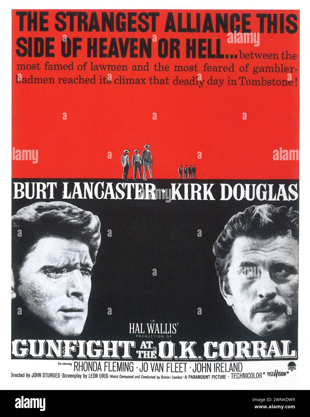 1957 Gunfight at the O.K. Corral film poster promo print. Avec Burt Lancaster et Kirk Douglas, réalisé par John Sturges. Images primordiales Banque D'Images