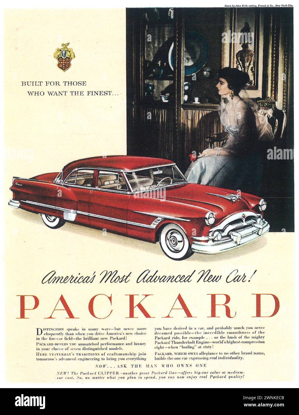 1953 publicité imprimée Packard. 'Construit pour ceux qui veulent le meilleur.' Banque D'Images