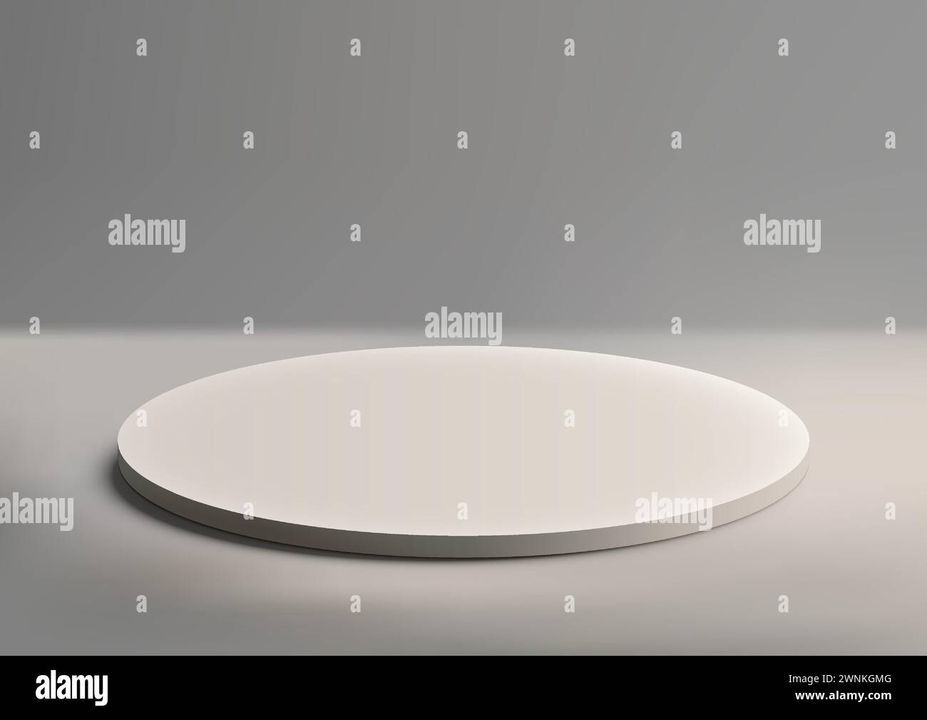 Podium de cercle blanc 3D sur fond gris, style minimal, affichage du produit, vitrine, conception de présentation maquette. Illustration vectorielle Illustration de Vecteur