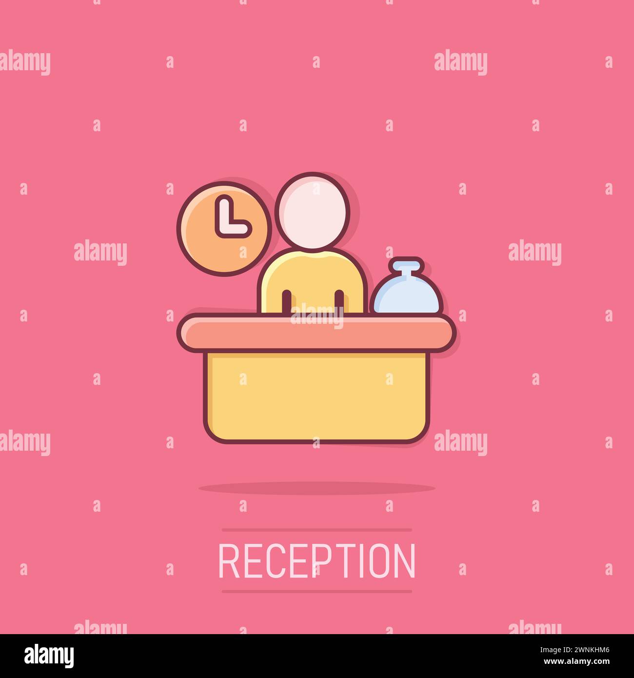 Icône de réception d'enregistrement dans un style comique. Illustration vectorielle de dessin animé de service de réservation sur fond isolé. Réservation hôtel Splash Effect business c Illustration de Vecteur