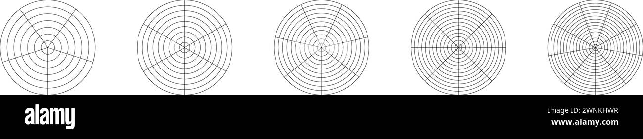 Diagramme pentagonal et hexagonal , pour les diagrammes radar à 5 points ou araignée. pour visualiser des données avec une approche graphique structuré. Illustration vectorielle plate Illustration de Vecteur