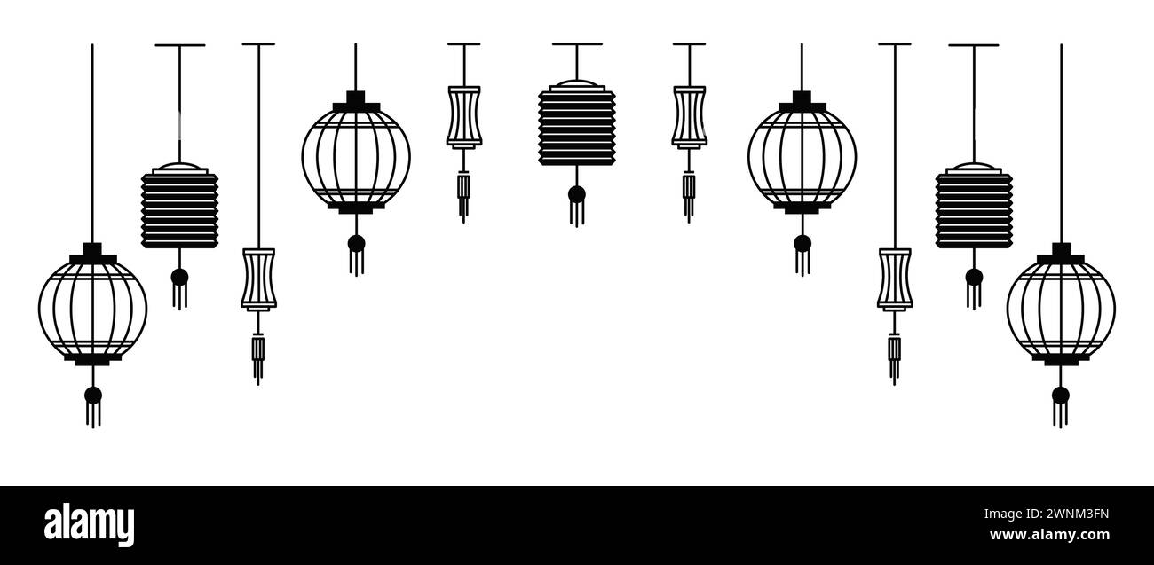 Lanternes de rue chinoises, décoration extérieure d'hiver Illustration de Vecteur