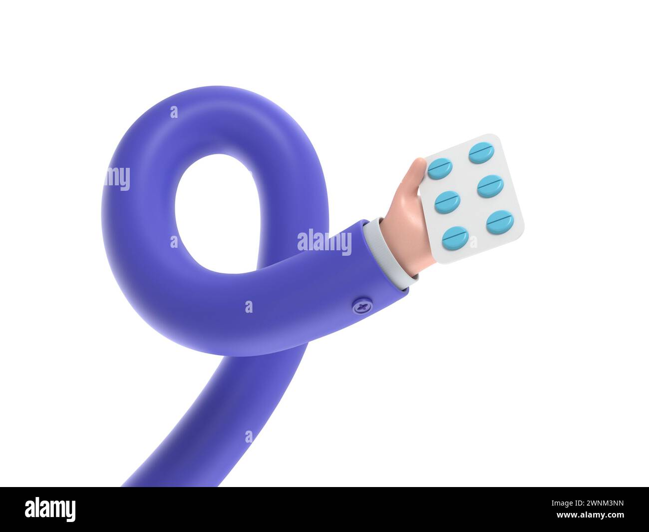 rendu 3d. Icône paquet de pilules. Main de dessin animé de médecin ou de pharmacien avec la peau noire tenant des médicaments. Illustration médicale de santé. Clip pharmaceutique A. Banque D'Images