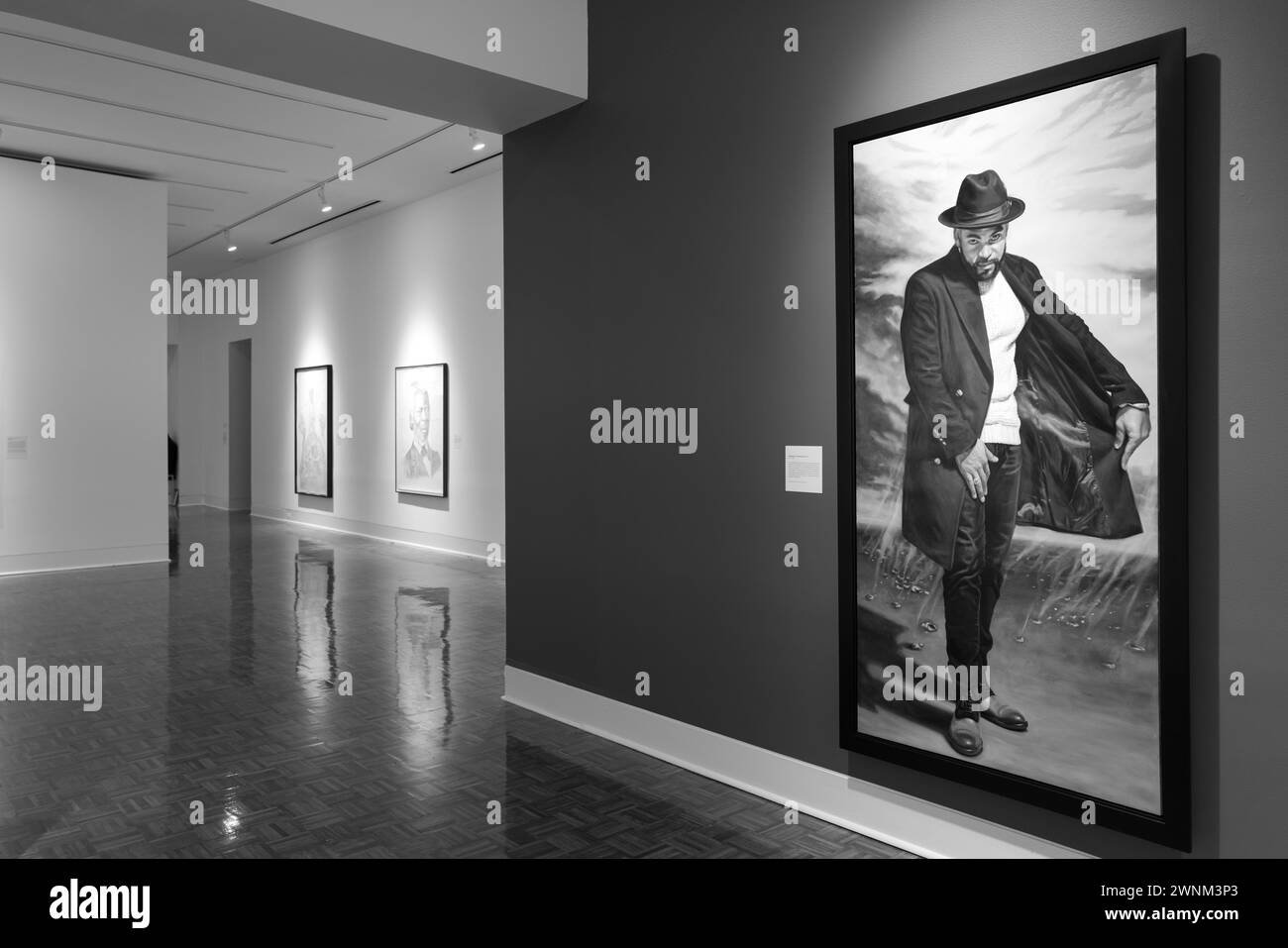 Une galerie au Flint Institute of Arts, avec la peinture à l'huile sur lin Standing in the Roaring 20s, de Mario Moore. Banque D'Images