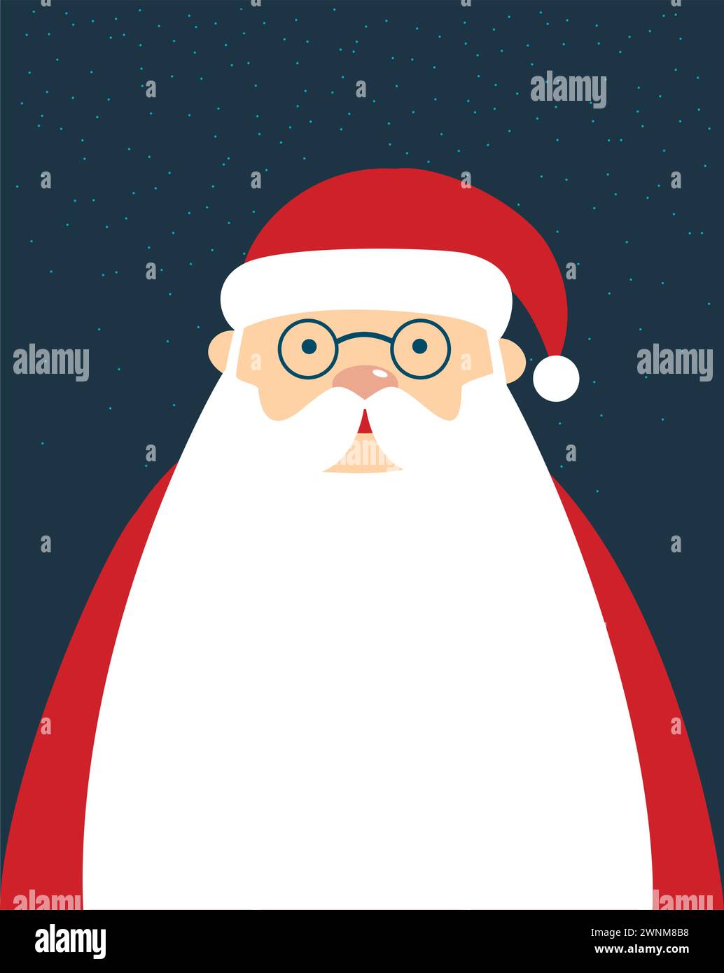 Portrait rapproché du Père Noël. Personnage vectoriel de style de dessin animé Illustration de Vecteur