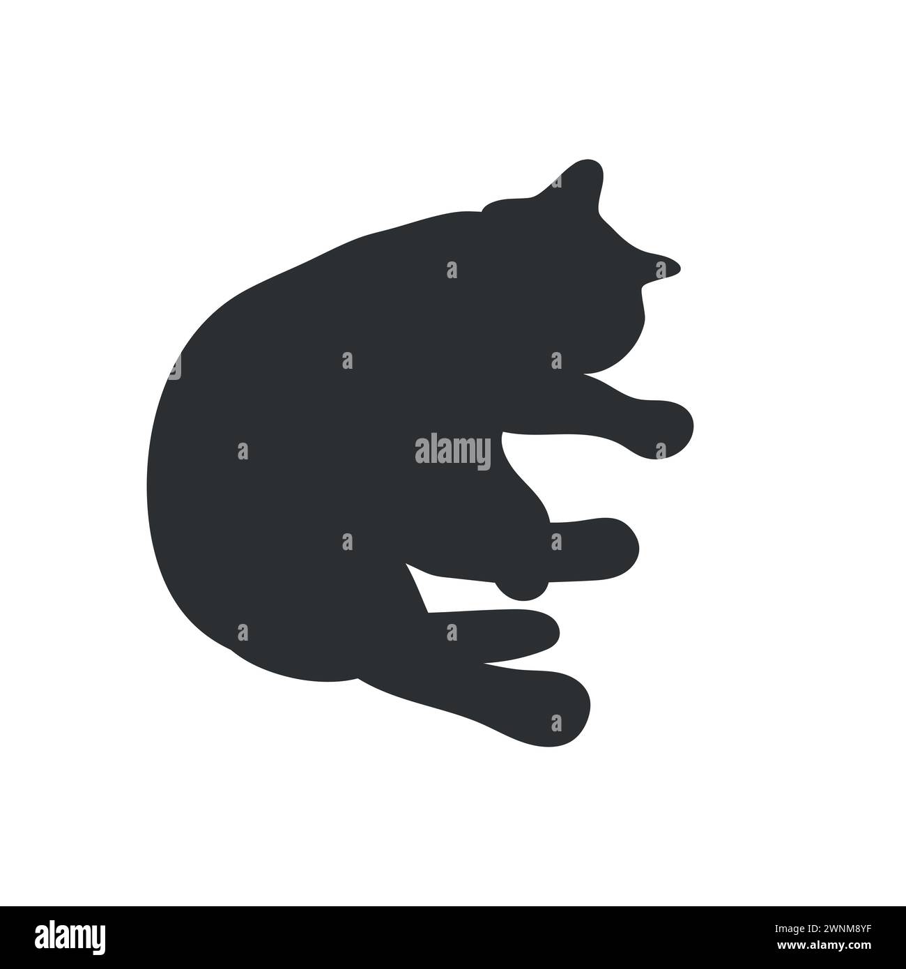 Silhouette de chat endormi gras. Illustration vectorielle Illustration de Vecteur