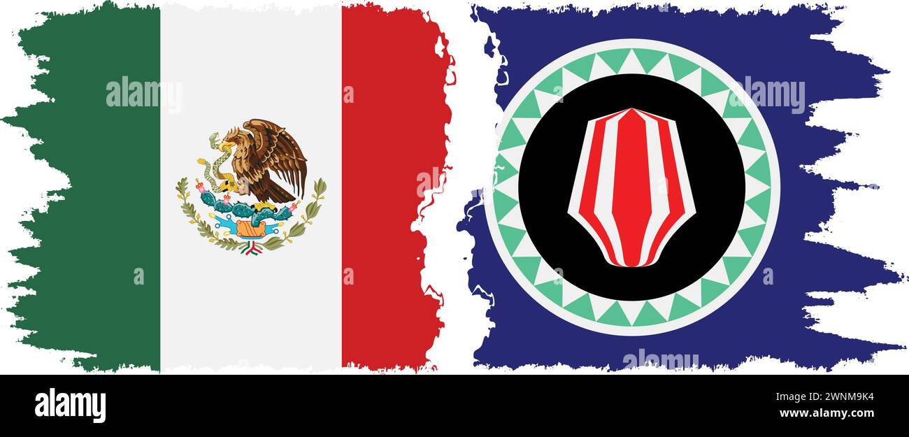 Bougainville et Mexique grunge drapeaux connexion, vecteur Illustration de Vecteur
