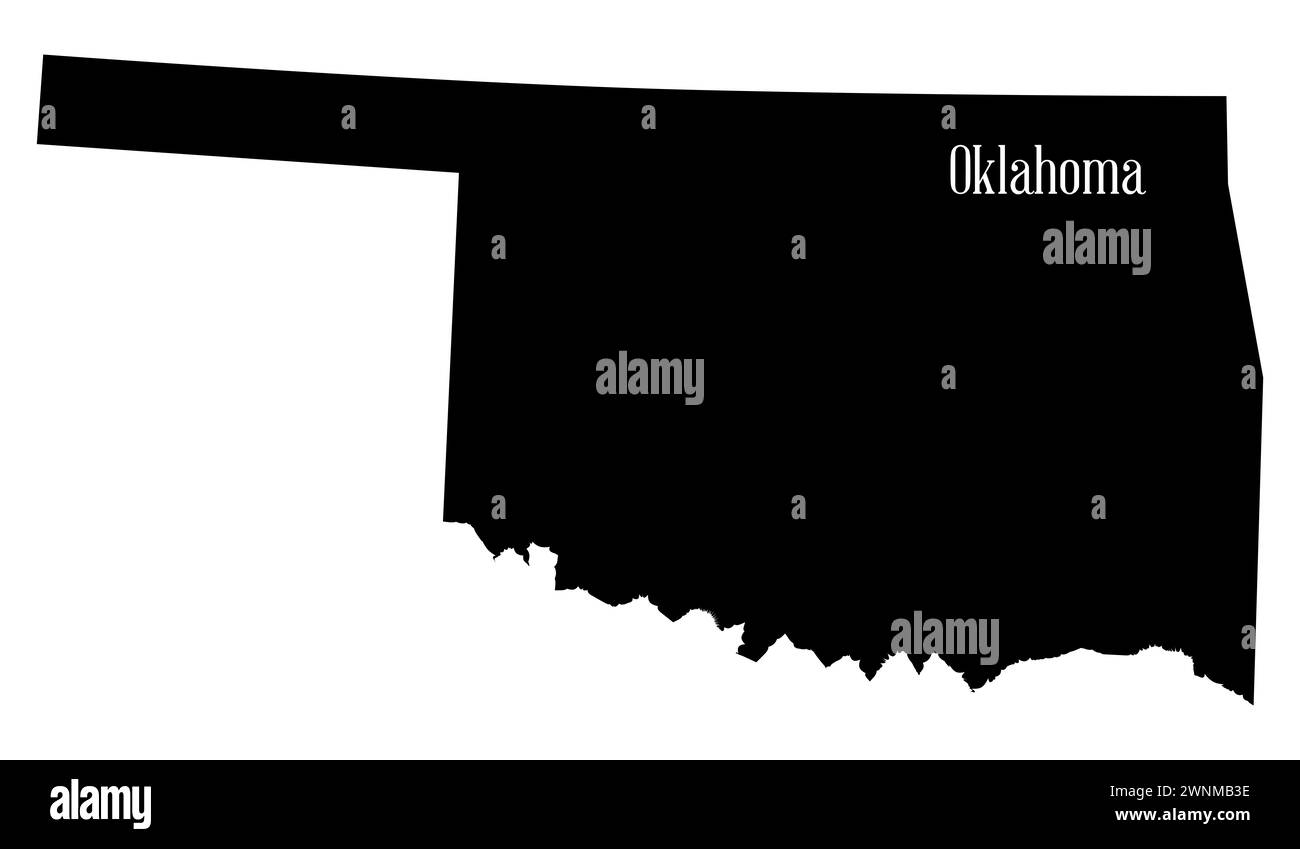 Carte de silhouette de l'état américain de l'Oklahoma Banque D'Images
