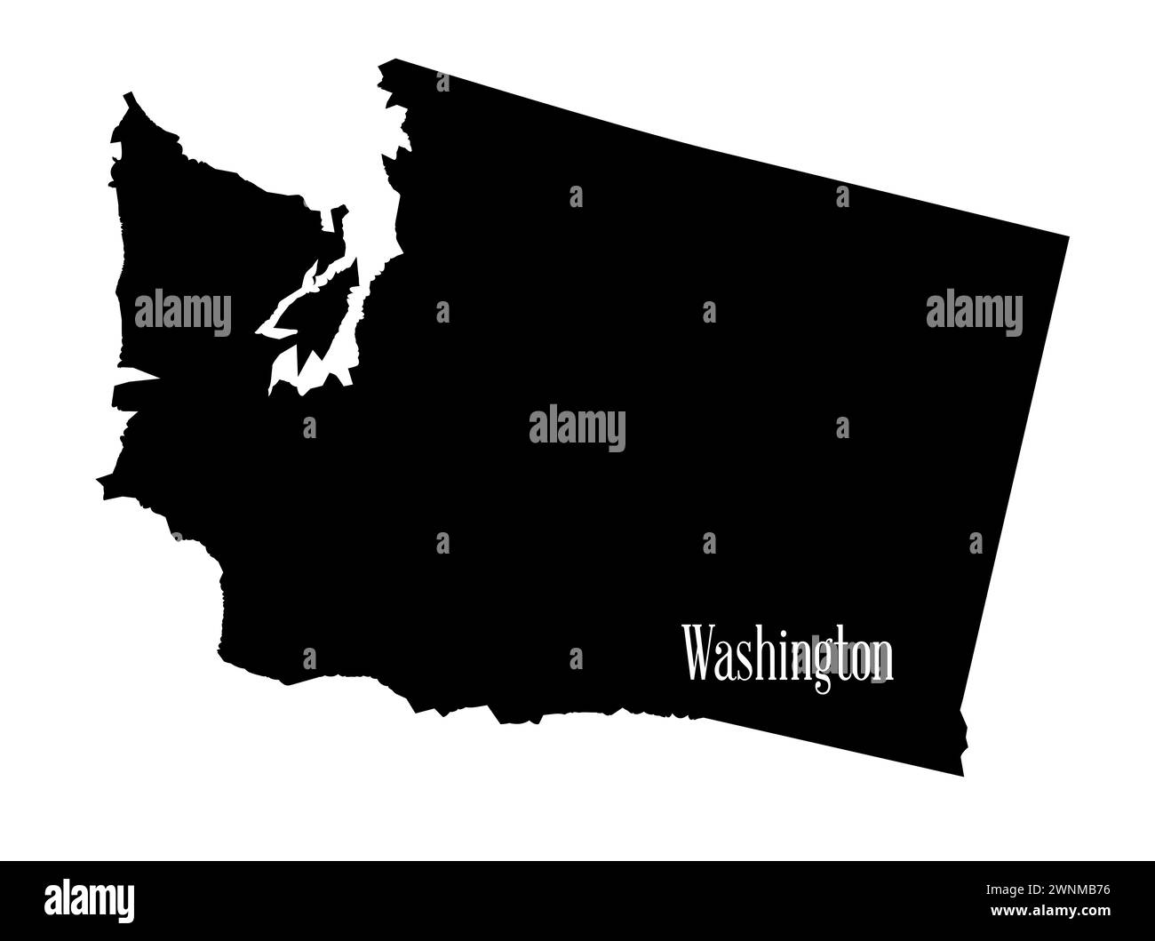 Contour de silhouette de l'état de Washington isolé sur un fond blanc Banque D'Images