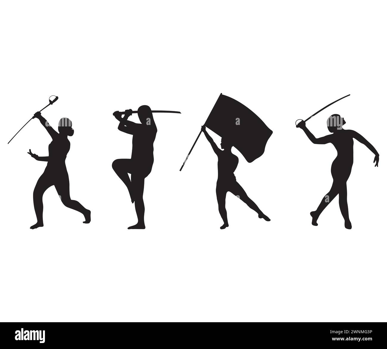 Drapeaux de garde de couleur, garde de couleur, silhouette de bande de marche, garde de couleur masculin Illustration de Vecteur