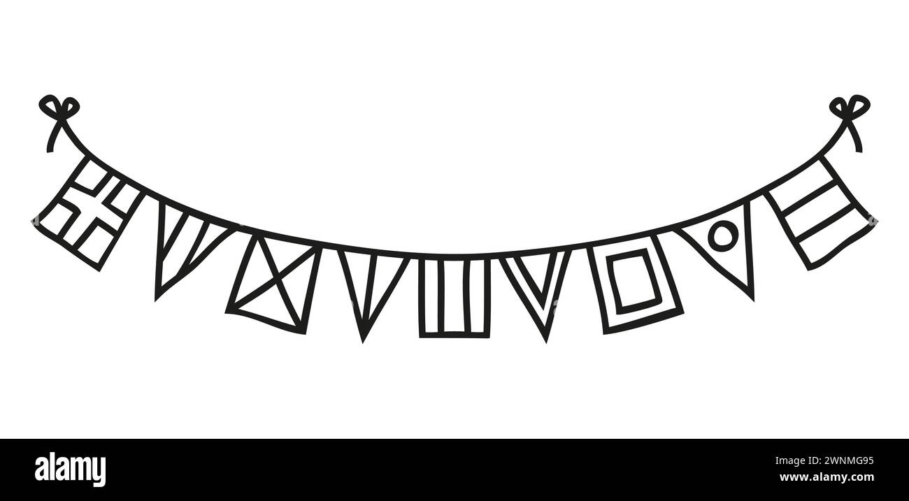 Drapeaux nautiques sur un symbole de ligne Illustration de Vecteur
