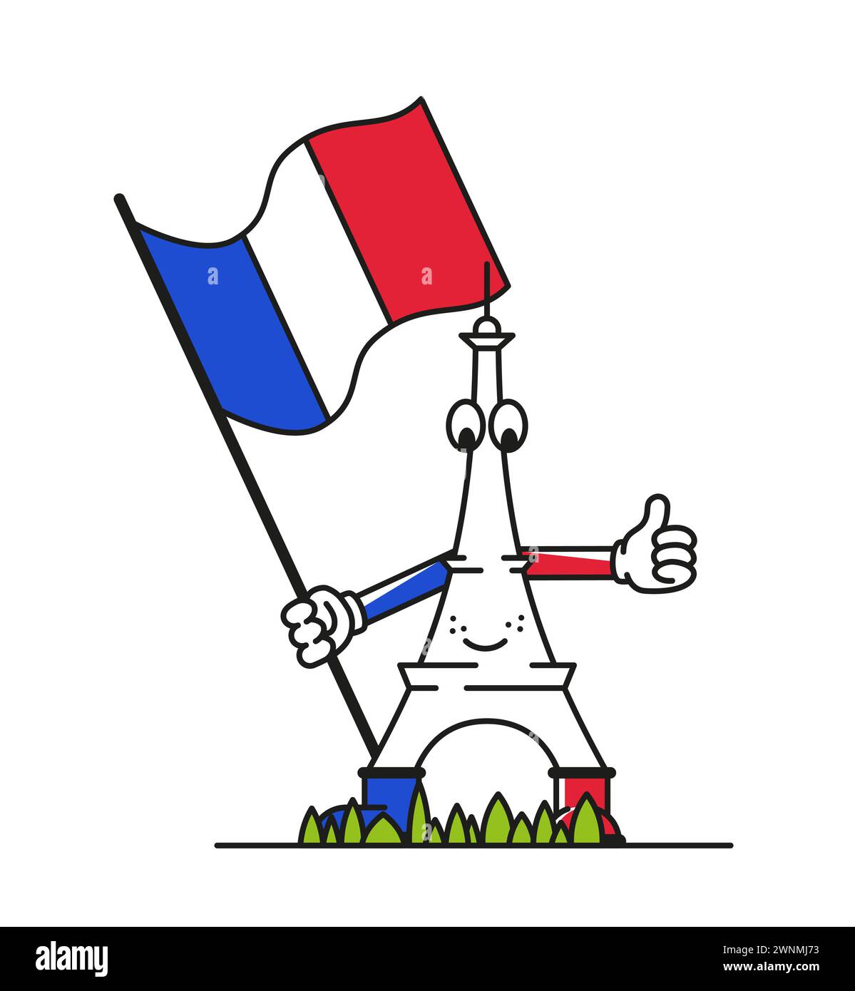 Symbole de la France avec un drapeau dans ses mains. Journée de la langue française. Illustration de Vecteur