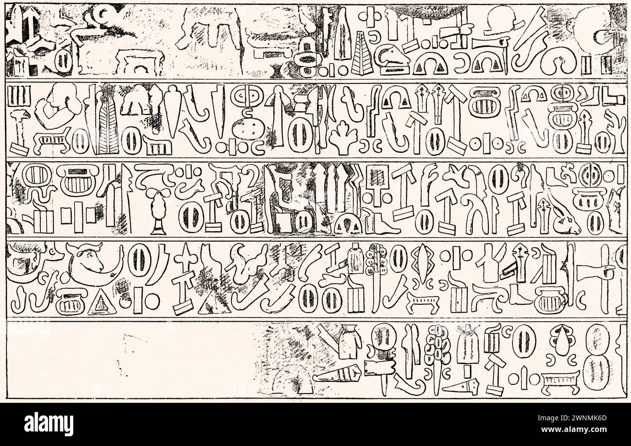 Les inscriptions hittites trouvées à Hamath sur la rivière Orontes, en Syrie. Tiré du London Illustrated News, publié le 26 mars 1887. Banque D'Images
