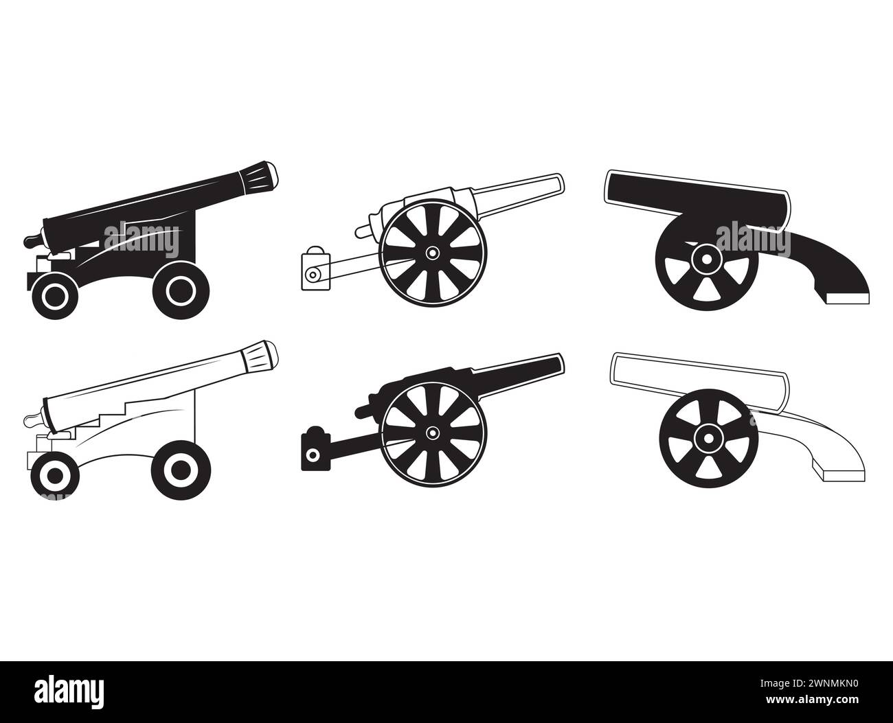 Vecteur de canon, arme militaire, Cannon Clipart, icône de canon, fichiers de coupe de canon, vecteur de canon, couper le fichier, pour silhouette, canon réaliste Illustration de Vecteur