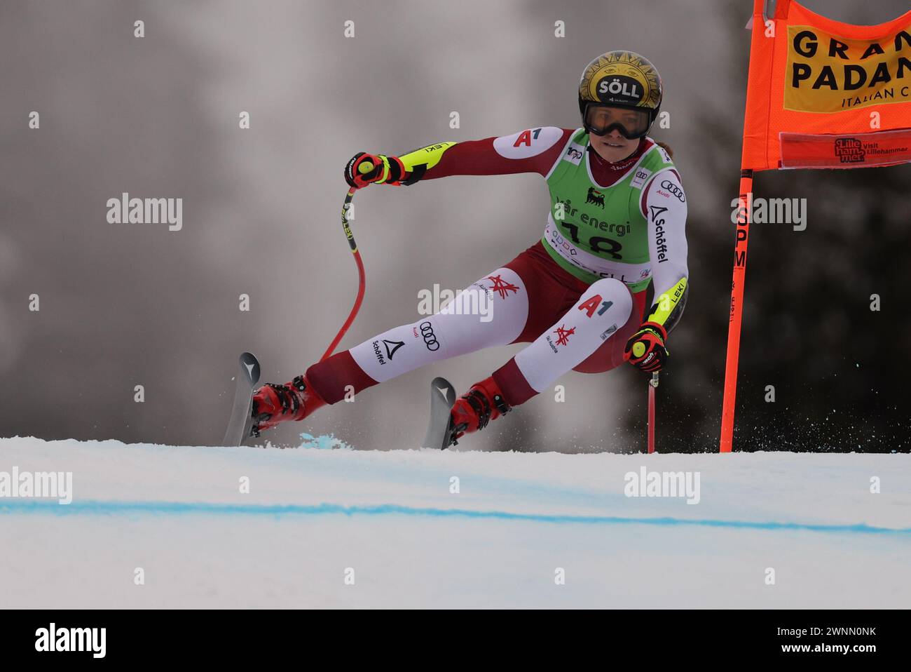 Fåvang 20240303.Christina Ager d'Autriche lors de la Coupe du monde FIS Alpine super G pour femmes à Kvitfjell. Photo : Geir Olsen / NTB Banque D'Images