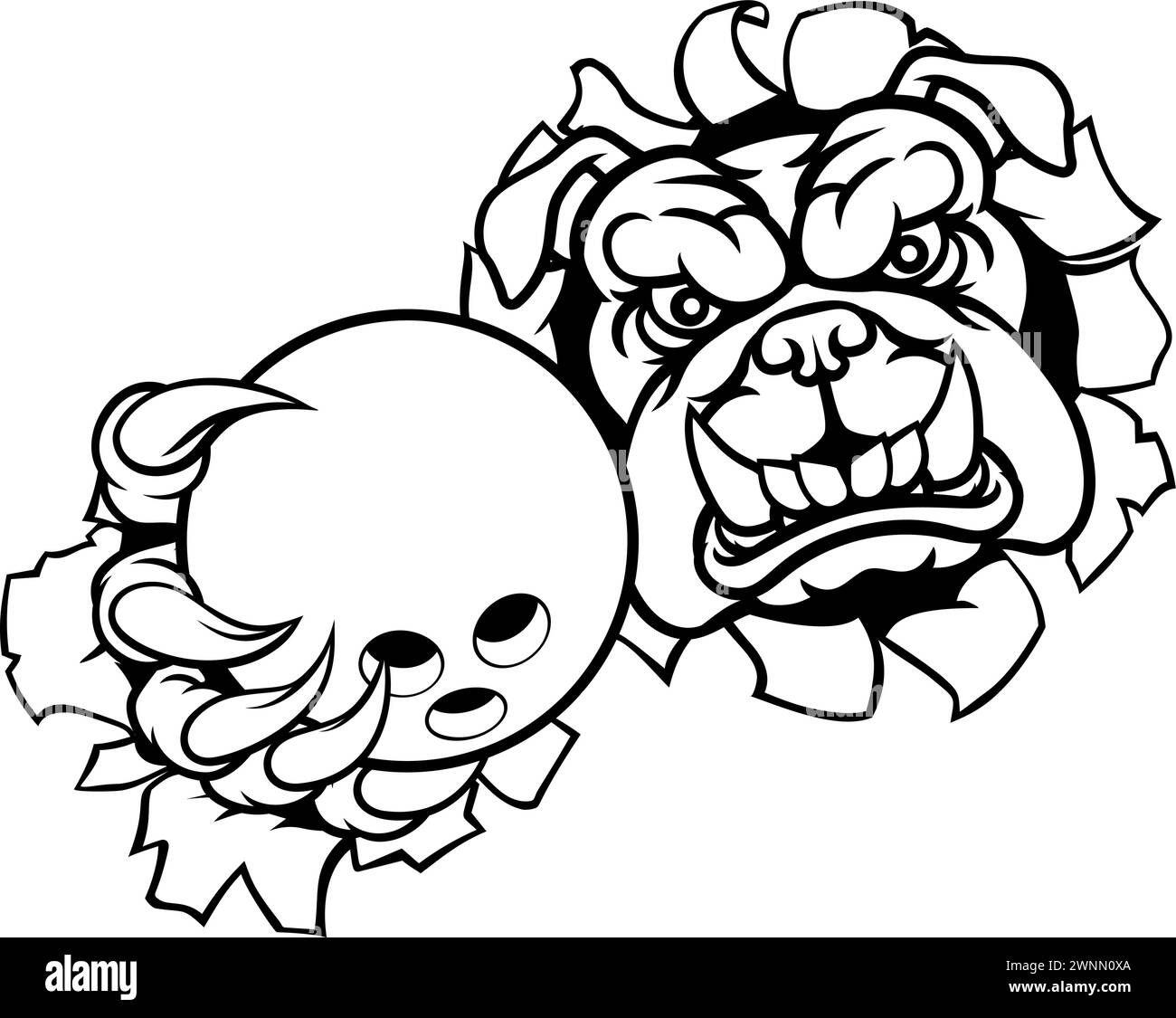 Chien Bulldog Animal Bowling ball Mascot Sports Mascot Illustration de Vecteur