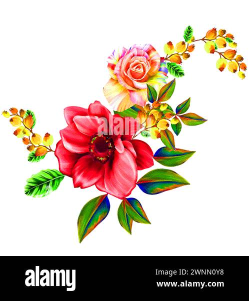 motif floral fleur design en textile numérique en belle couleur multicolore Illustration de Vecteur