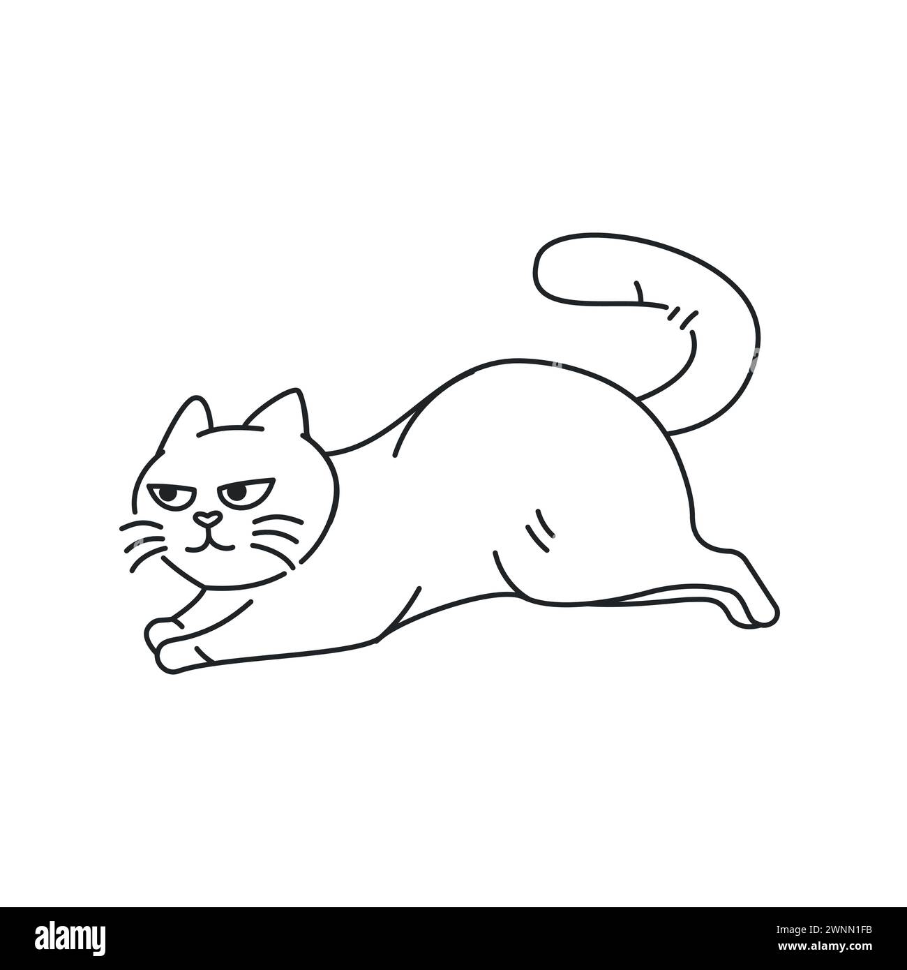 Le chat exécute l'élément de couleur. Animal mignon de dessin animé. Illustration vectorielle de dessin à la main isolée. Illustration de Vecteur