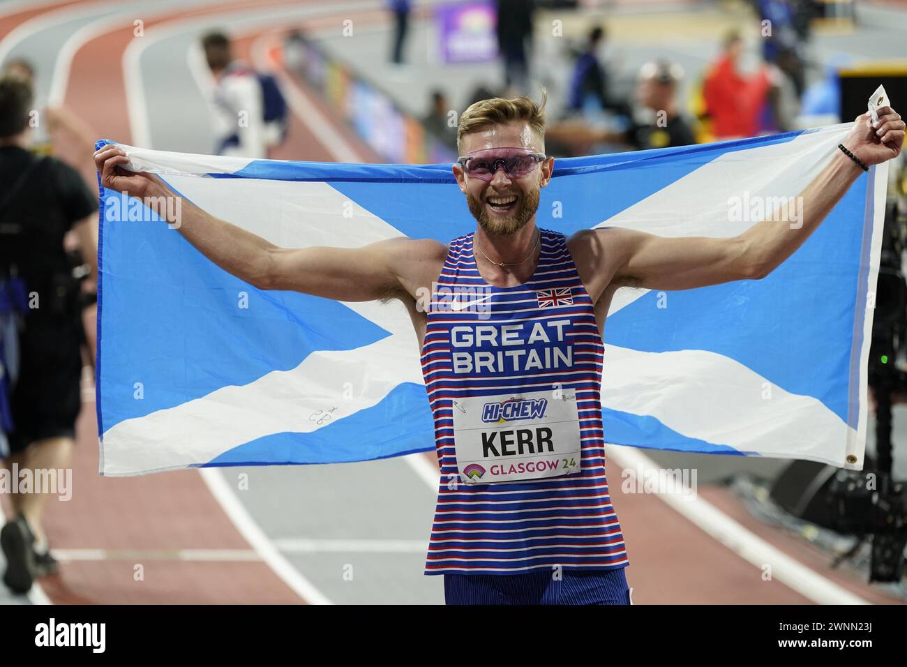 Glasgow, Écosse 20240302.Josh Kerr lors des Championnats du monde d'athlétisme en salle à Glasgow. Photo : Lise Aaserud / NTB Banque D'Images