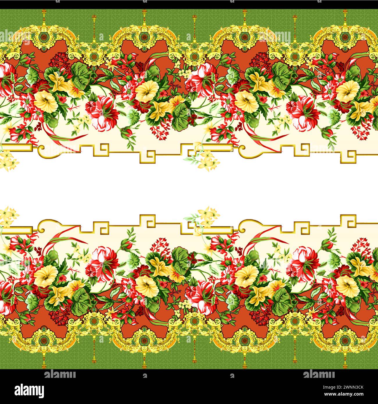 Bordure multicolore pour costumes et sarees pour tirages numériques Illustration de Vecteur