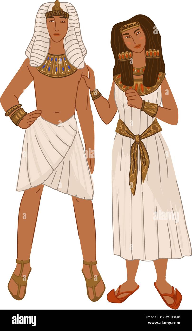 Couple égyptien, homme et femme, Égypte ancienne Illustration de Vecteur