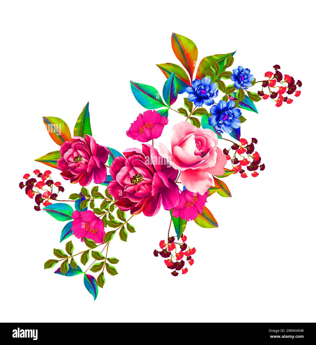 motif floral fleur design en textile numérique en belle couleur multicolore Illustration de Vecteur