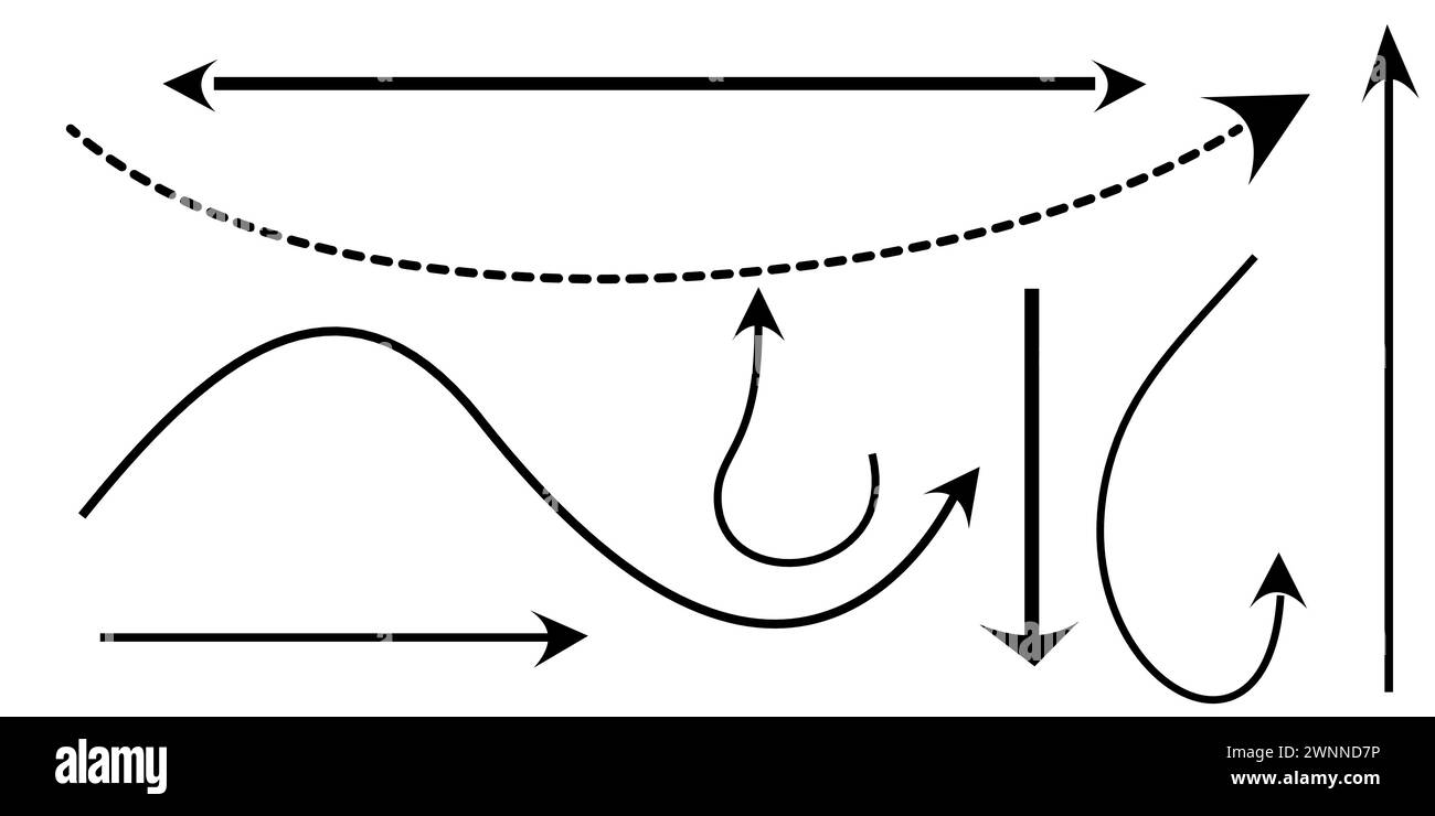 Ensemble de flèches longues et courtes droites Illustration de Vecteur