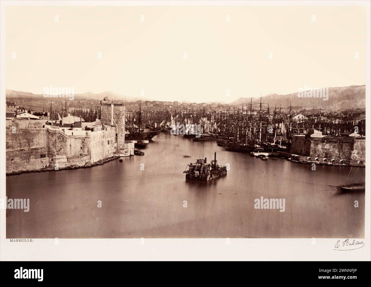 Marseille. Edouard Baldus. 1860. Impression argentée d'albumen à partir de négatif en verre. Banque D'Images