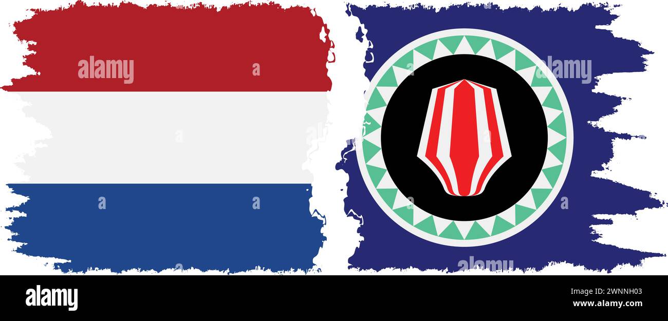 Bougainville et pays-Bas grunge drapeaux connexion, vecteur Illustration de Vecteur