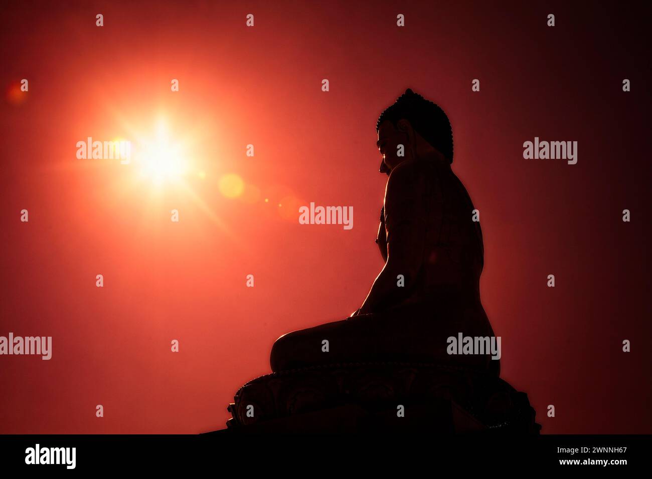 Dordenma Bouddha est une gigantesque statue du Bouddha Shakyamouni dans les montagnes du Bhoutan avec vue sur l'approche sud à Thimphu. Banque D'Images