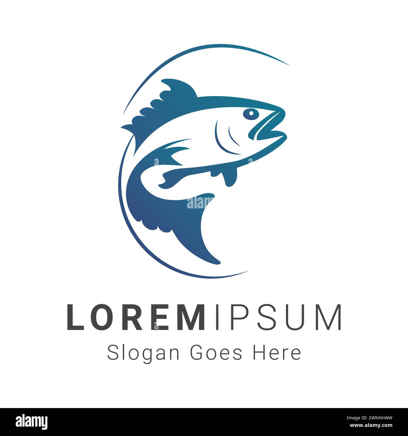 Logo pêche Design poisson avec logotype crochet Illustration de Vecteur