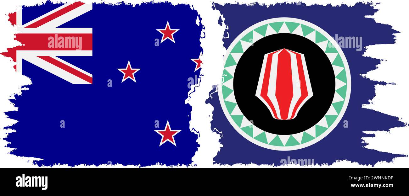 Connexion des drapeaux grunge de Bougainville et de Nouvelle-Zélande, vecteur Illustration de Vecteur